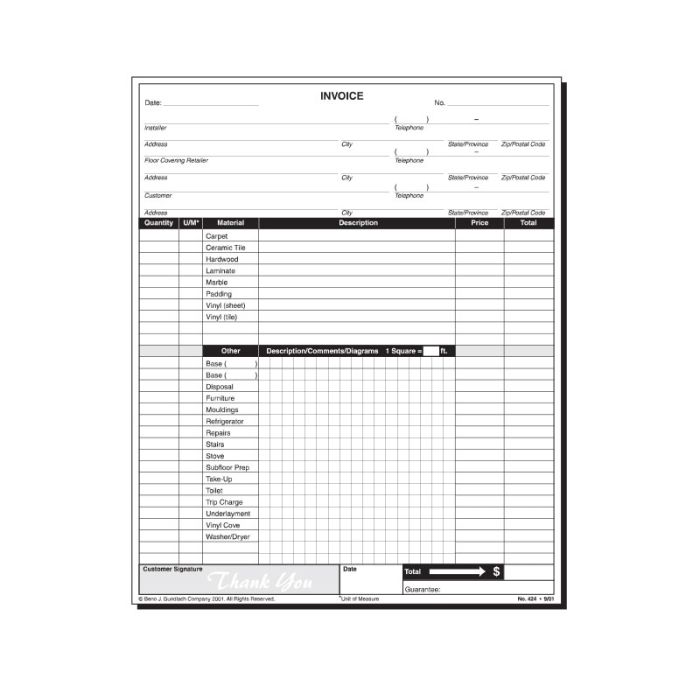 Gundlach No. 424 Pro Installer Invoice Book