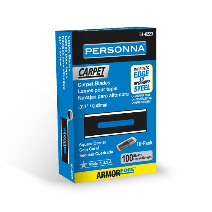 Personna 61-0223 .017" HD Blue Square Corner Slotted Carpet Blades (100 Pack)