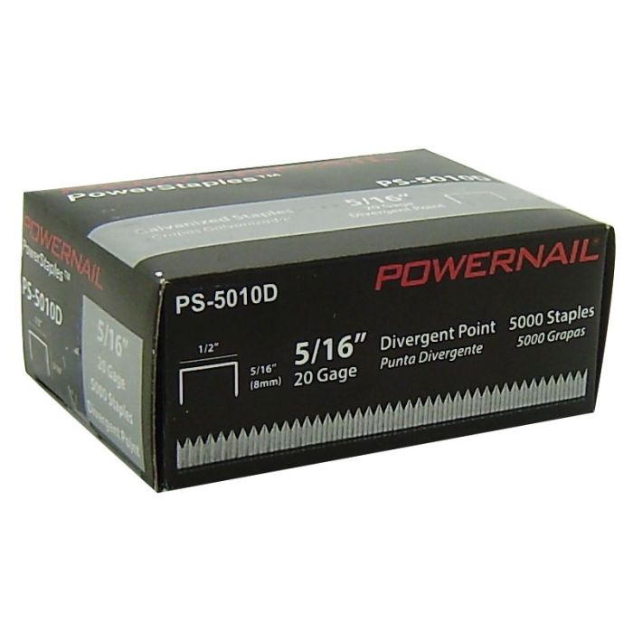 Powernail 5010D 5/16" Divergent Point Staples (5,000/box)
