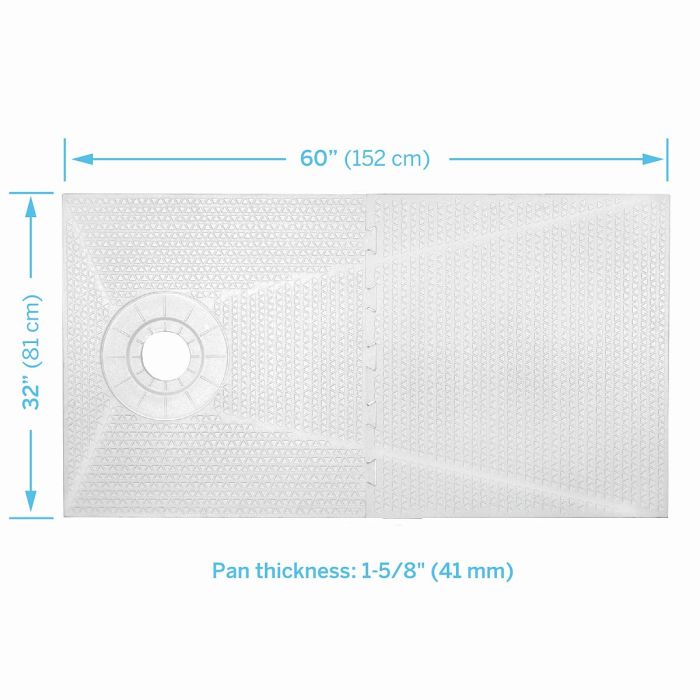 Prova Pan 32" x 60" Off Set Drain Pre-Sloped Shower Pan