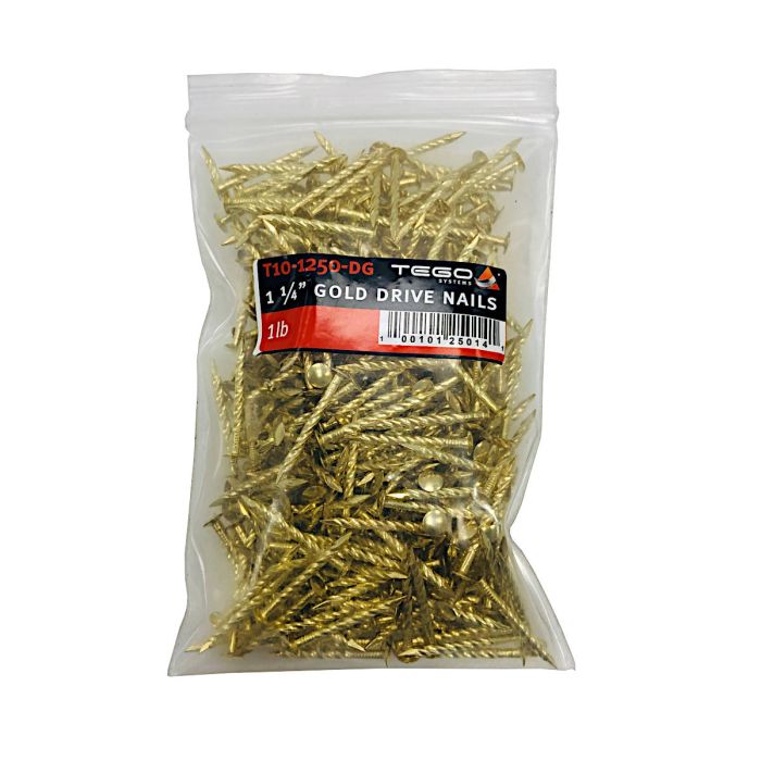 Tego T10-1250-DG 1-1/4" Gold Drive Screw Nails, 1 lb. Bag