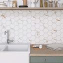 GTS Calcatta Gold Marble Glazed Porcelain 4" Hexagon Tile, 12" x 12"