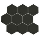 GTS Black Glazed Porcelain 4" Hexagon Tile, 12" x 12"