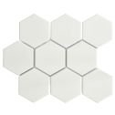 GTS White Glazed Porcelain 4" Hexagon Tile, 12" x 12"