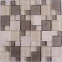 GTS Light Grey Mix Glass & Stone Modular Mosaic Tile, 12" x 12"