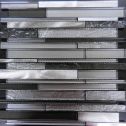 GTS Grey Glass & Metal Multi Width Mosaic Tile, 12" x 12"