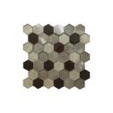 GTS Dark Brown Mix Glass and Metal 2" Hexagon Tile, 12" x 12"