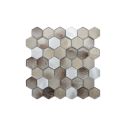 GTS Light Brown Mix Glass and Metal 2" Hexagon Tile, 12" x 12"