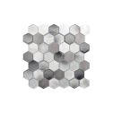 GTS Mixed Grey Glass and Metal 2" Hexagon Tile, 12" x 12"