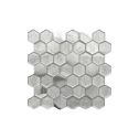 GTS Light Grey Glass and Metal 2" Hexagon Tile, 12" x 12"