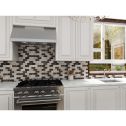 GTS Travertine & Emperador Mixed Mounted Mosaic 2" x 4" Subway Tile, 12" x 12"