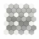 GTS Mixed Grey Porcelain Mosaic 2" Hexagon Tile, 12" x 12"