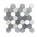 GTS Salt N Pepper Porcelain Mosaic 2" Hexagon Tile, 12" x 12"