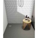 GTS Raven Black Unglazed Porcelain 1" Hexagon Mosaic Tile, 12" x 12"