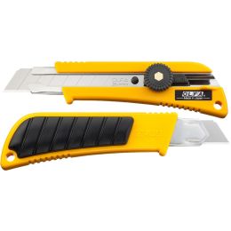 OLFA L-2 18mm 8-Pt Classic Rubber Grip Inset Ratchet-Lock Heavy-Duty Snap-Off Utility Knife