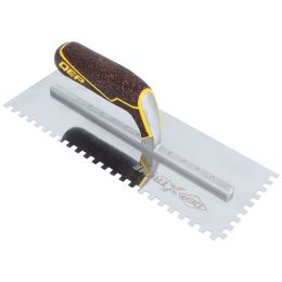 QEP 49950-12 1/4" x 1/4" x 1/4" Square-Notch Cork Handle XL Stainless Steel Trowel