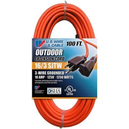 USW 60100 16/3 100 ft. SJTW Orange Outdoor Extension Cord