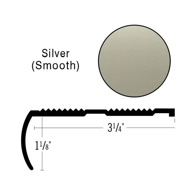 Futura 3-1/4" Commercial Silver Stair Nosing, 12' Length