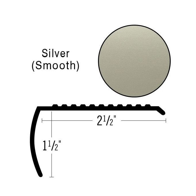 Futura 2-1/2" Commercial Silver Stair Nosing, 12' Length