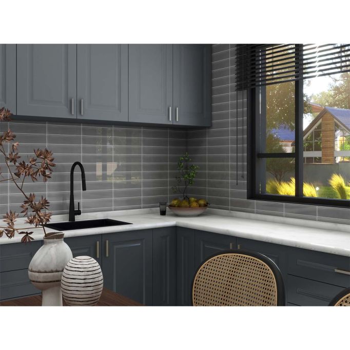 GTS Ice Grey Glass Subway Tile, 3" x 12"