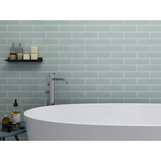 GTS Spa Blue Glass Subway Tile, 3" x 12"