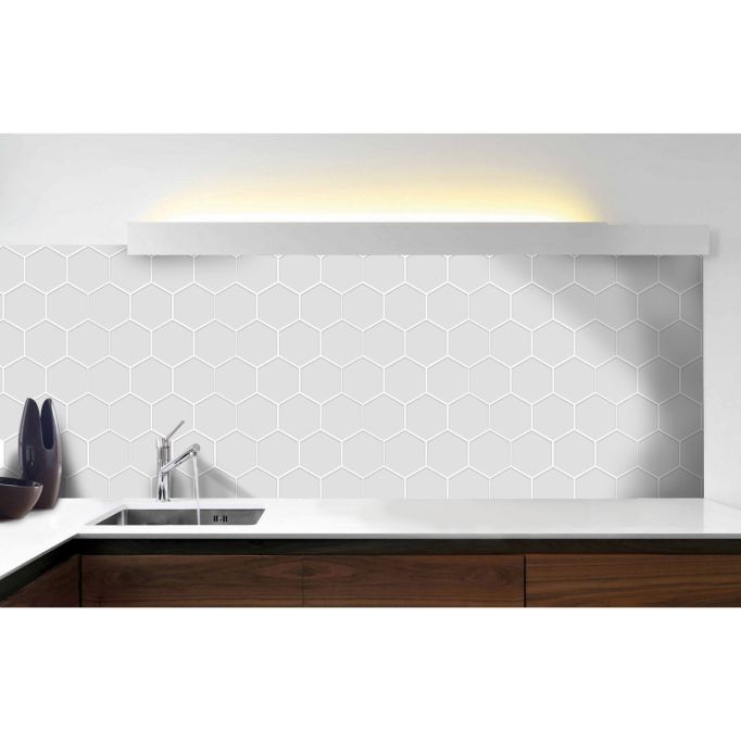 GTS White Glazed Porcelain 4" Hexagon Tile, 12" x 12"