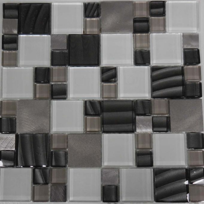GTS Metal Glass & Stone Modular Mosaic Tile, 12" x 12"