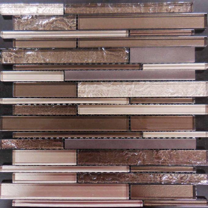 GTS Bronze Glass & Metal Multi Width Mosaic Tile, 12" x 12"