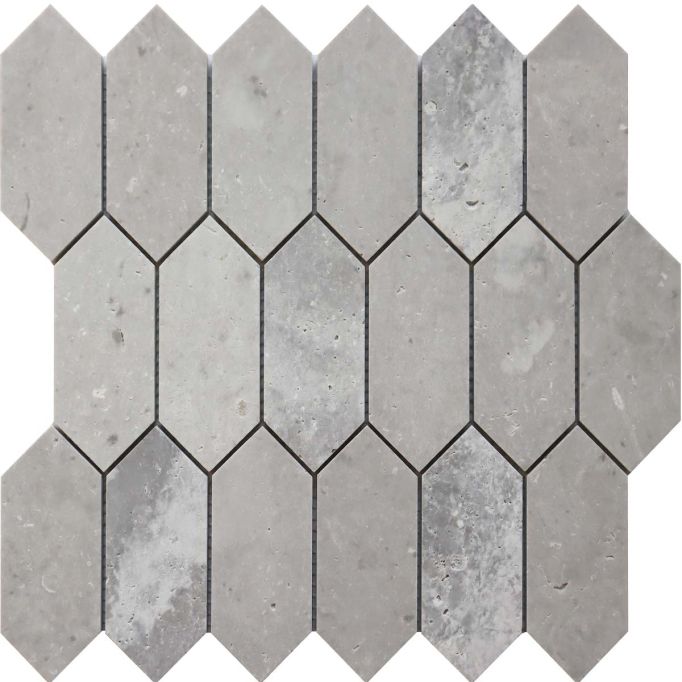 GTS Grey Elongated Hexagon Tile, 12" x 12"