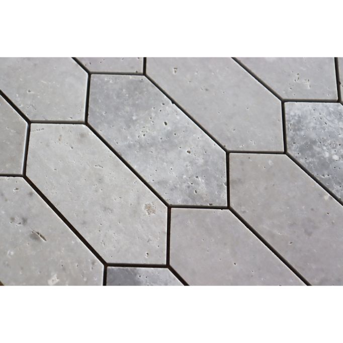GTS Grey Elongated Hexagon Tile, 12" x 12"