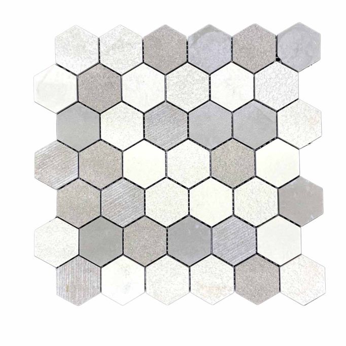 GTS Sand Porcelain Mosaic 2" Hexagon Tile, 12" x 12"