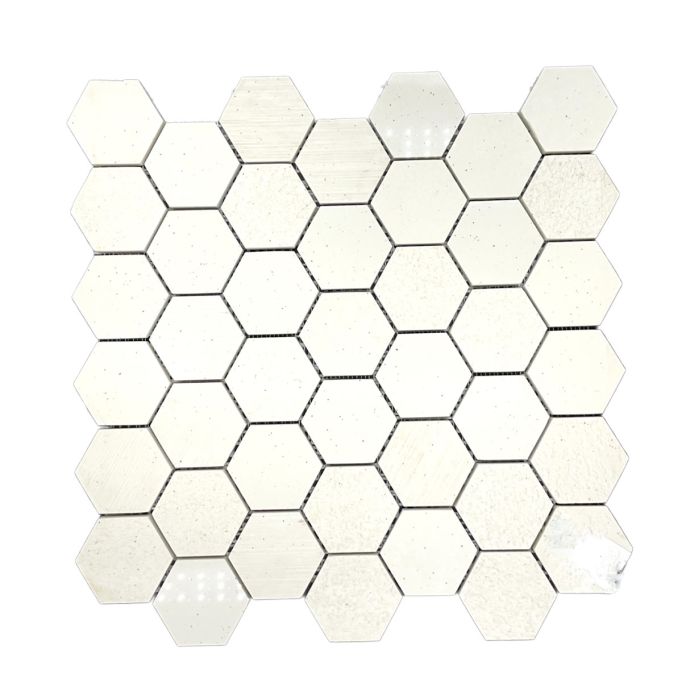 GTS Off White Porcelain Mosaic 2" Hexagon Tile, 12" x 12"