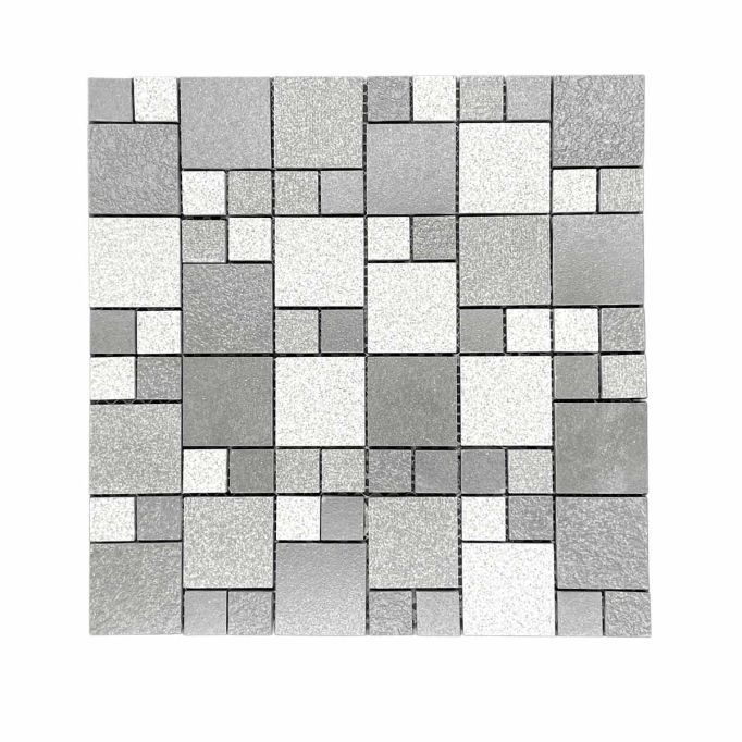 GTS Mixed Grey Porcelain Mosaic Tile, 12" x 12"