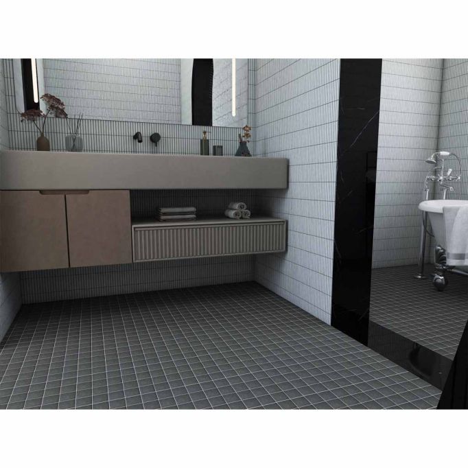 GTS Raven Black Unglazed Porcelain 2" Square Mosaic Tile, 12" x 12"