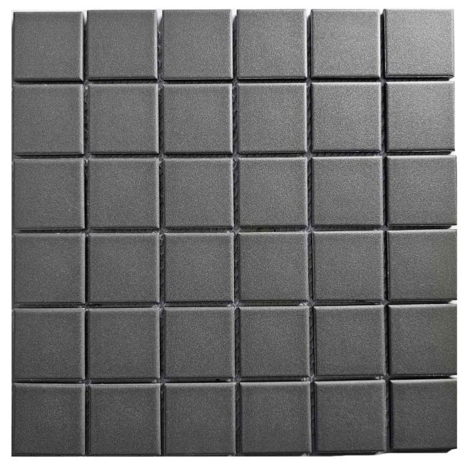 GTS Raven Black Unglazed Porcelain 2" Square Mosaic Tile, 12" x 12"