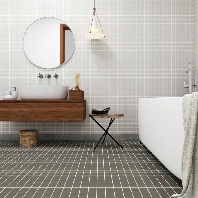 GTS Exclusive Grey Unglazed Porcelain 2" Square Mosaic Tile, 12" x 12"