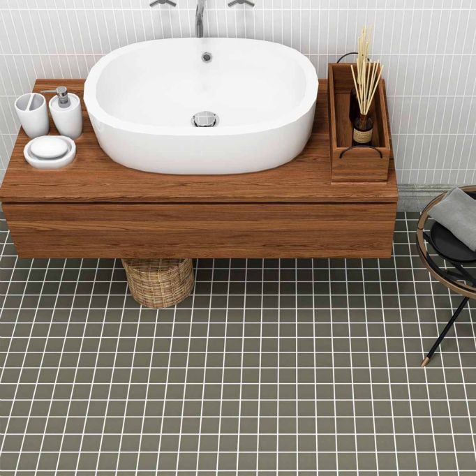 GTS Exclusive Grey Unglazed Porcelain 2" Square Mosaic Tile, 12" x 12"
