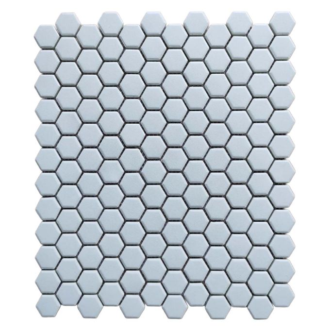 GTS Pure White Unglazed Porcelain 1" Hexagon Mosaic Tile, 12" x 12"
