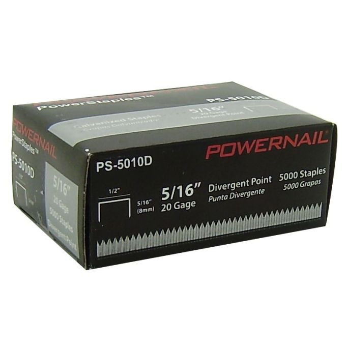 Powernail 5010D 5/16" Divergent Point Staples (5,000/box)