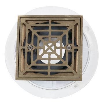Noble PVC Shower Drain with Square Nickel Bronze Strainer