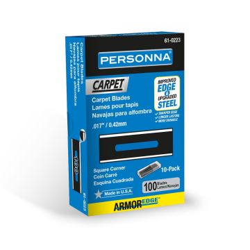 Personna 61-0223 .017" HD Blue Square Corner Slotted Carpet Blades (100 Pack)