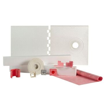 Prova 32" x 60" Offset Shower Kit w/Stainless Steel PVC Drain